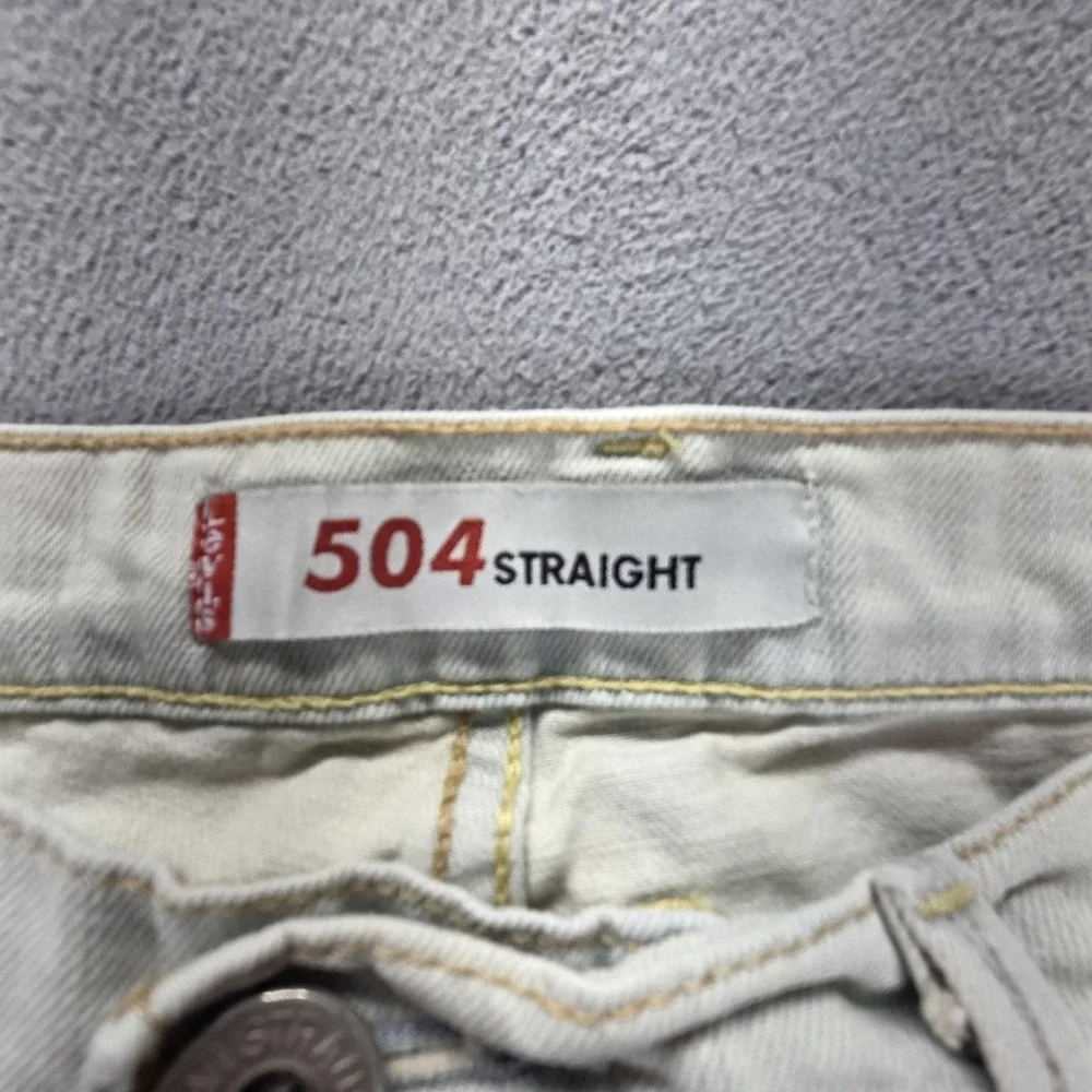 Vintage Levis 504 Jeans Mens Beige Straight Engineered Flap Pocket Fits 31x27